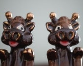Vintage Brown Cow Salt & Pepper Shakers SPICEY COW