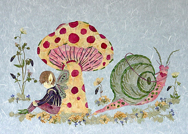Under the Toadstool - Children's Fantasy Art - Original Fairy Design - Make-Believe 8x10 Giclee Print