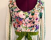 Vintage 70s Spring Floral Print Maxi Dress S Small