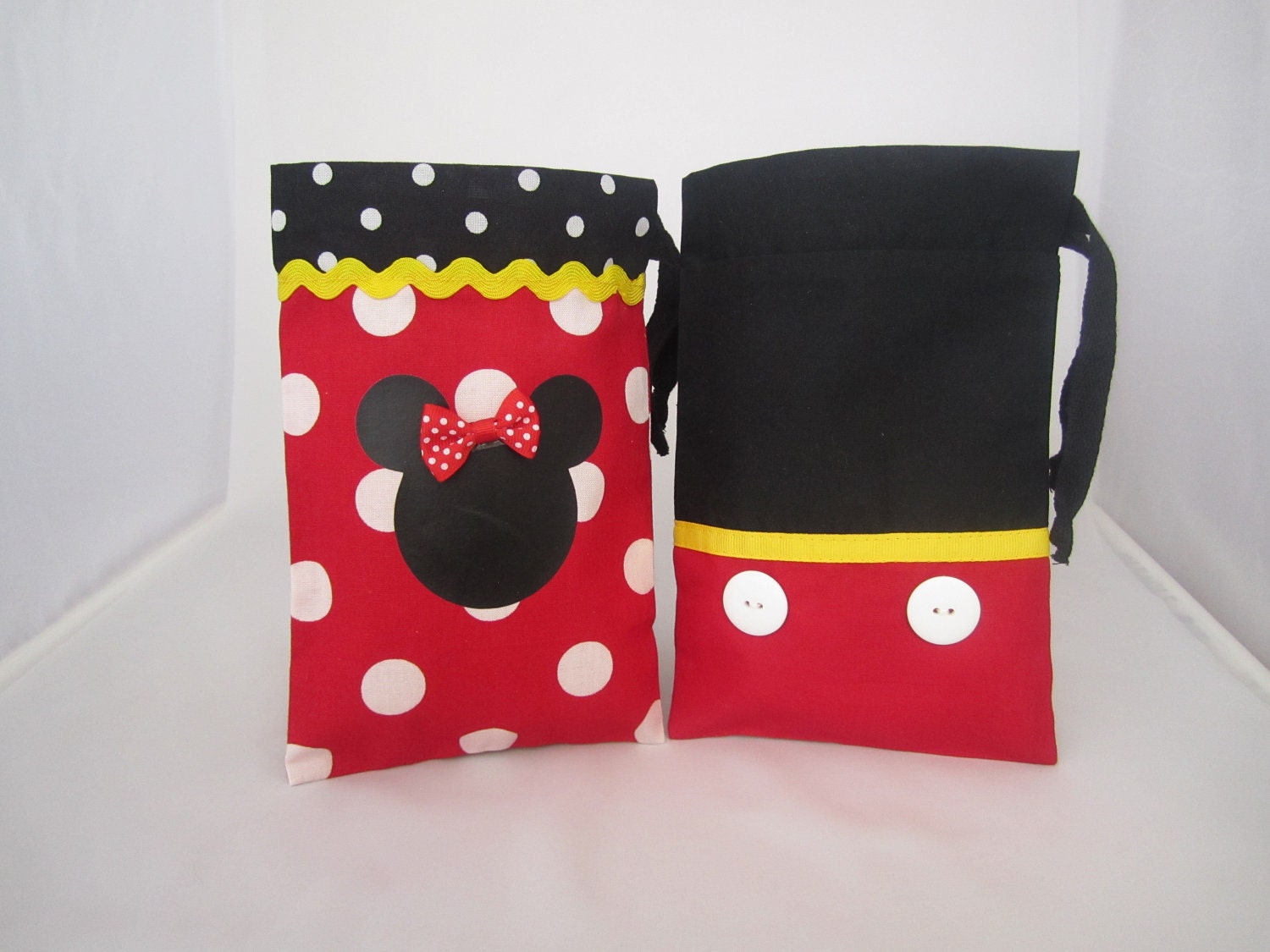 Minnie Mouse or Mickey Mouse Fabric Party Favor Bags