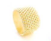 Gold Ring Band, Gold Beaded Ring, Beaded Ring Band, Classic Style Ring, Ring for Bridesmaids, Handmade by JeannieRichard