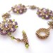 Purple Flower Bracelet, Beaded Bracelet, Beaded Flowers, Brass Chainmaille Chainmail, Boho Hippie Style, OOAK Beadwork by JeannieRichard