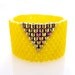 Yellow Beaded Ring, Gold Triangle Ring, Geometric Ring, Bold Statement Ring, Gold Triangle Ring, Cleopatra Style, OOAK by JeannieRichard
