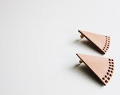Triangle Dotted Tan and Brown Leather Post Earrings by Cre8tivesoul