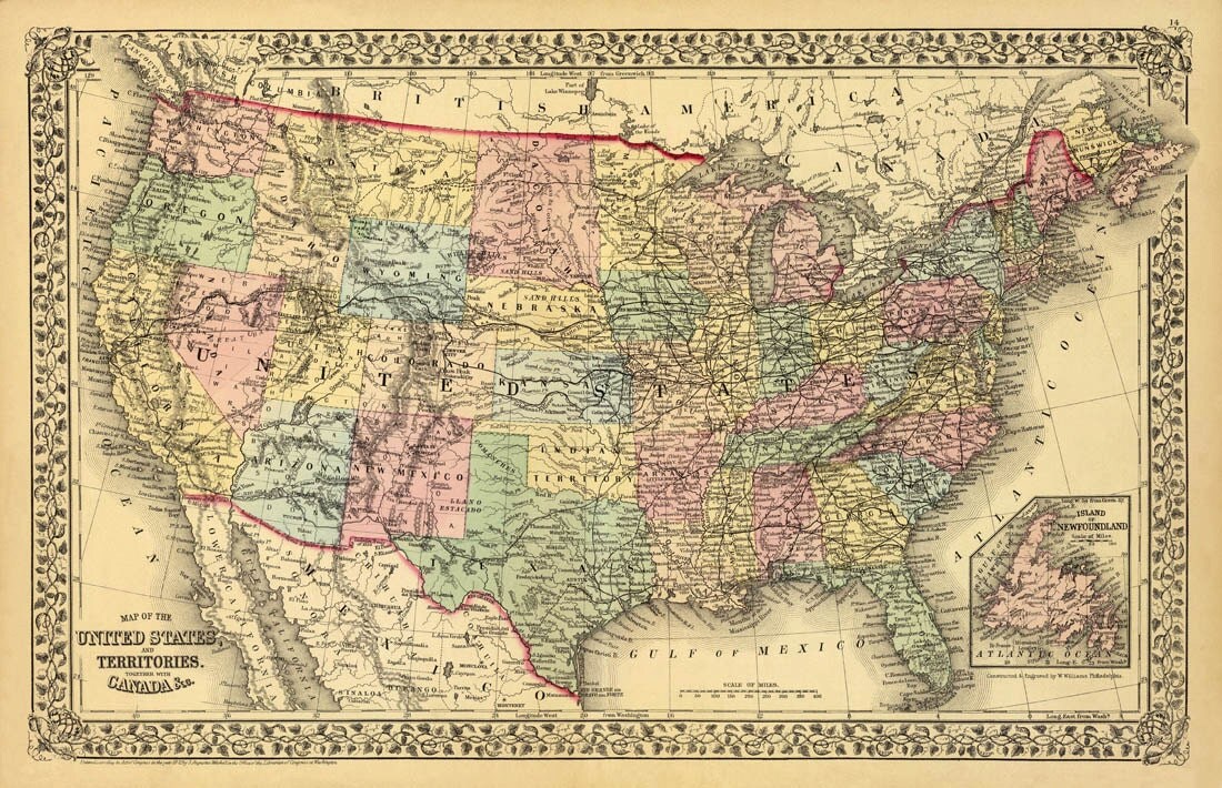 vintage map usa