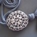 White circle crochet pendant recycled fabric necklace / retro lace covered fake rock/ under 50