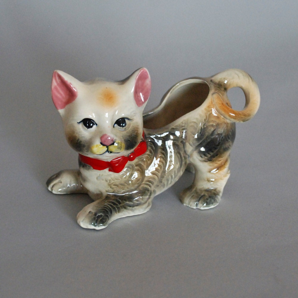 Vintage Ceramic Cat Figural Vase