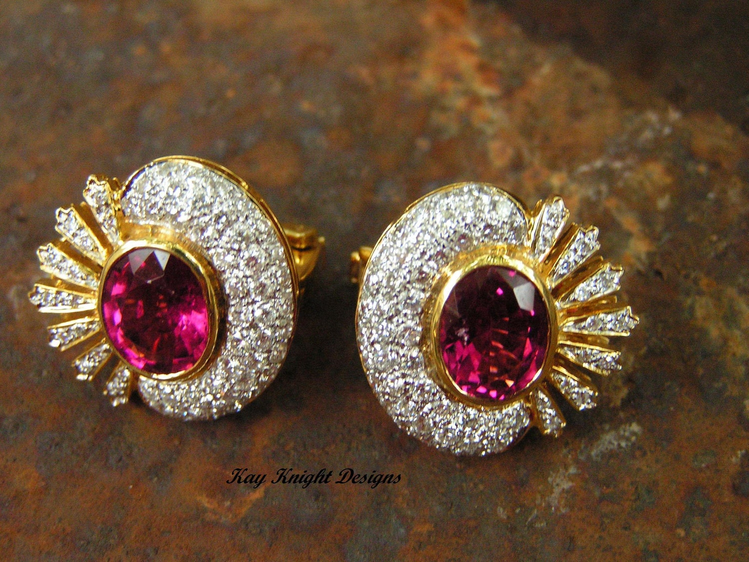 Statement Rubellite and diamond earrings