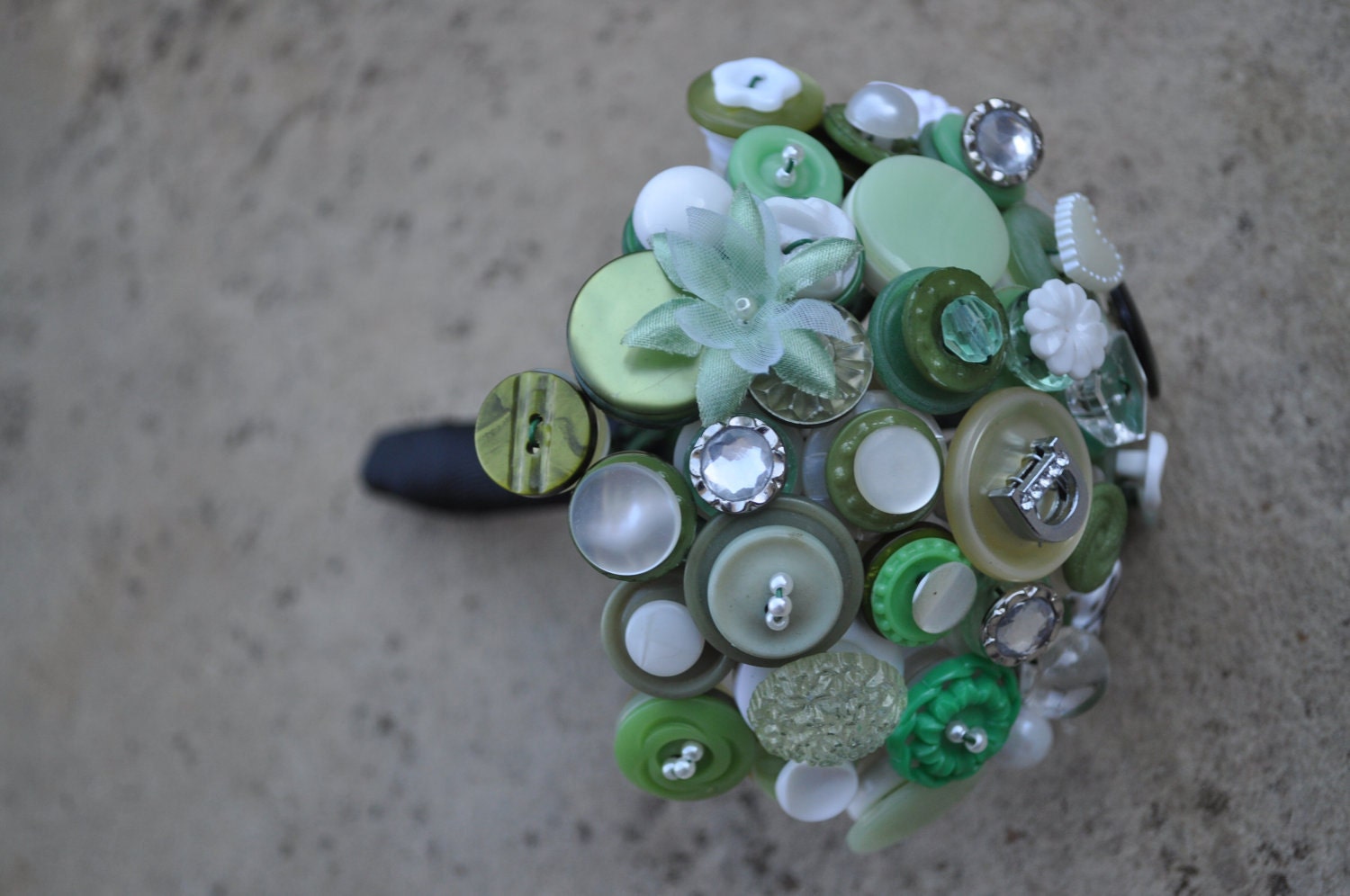 The Mini Ava Button Bouquet - Green Flower Girl Button Bouquet