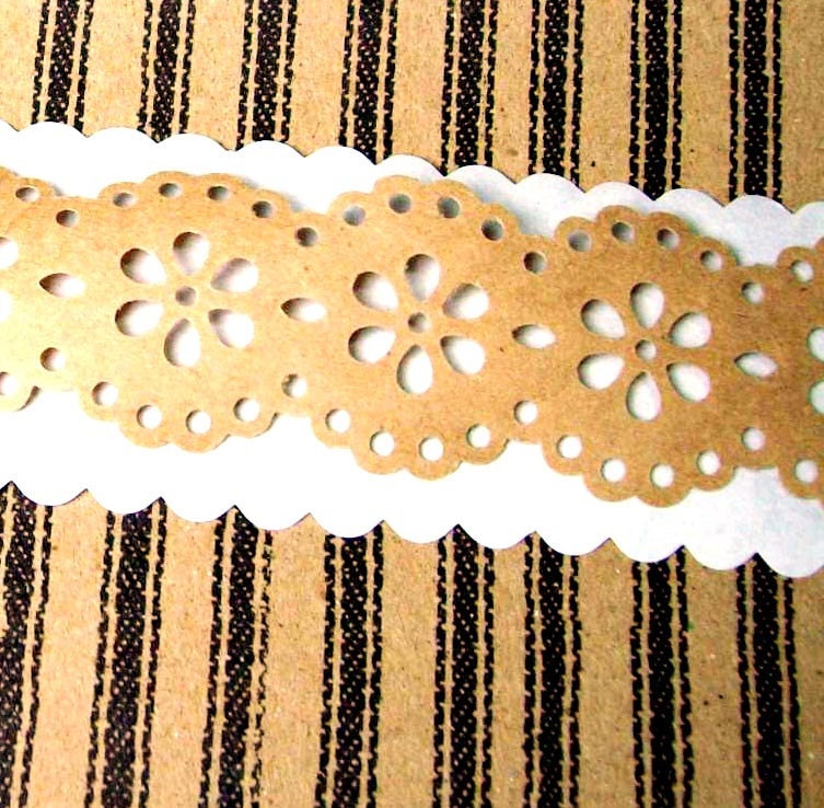 White kraft paper scalloped tape - 1 & 1/2 inch wide water activated tape - 9 yards