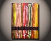 Free Shipping 36x24 Original Large Red Yellow Abstract Contemporary Painting Modern Fine Art