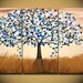 ORIGINAL Large Abstract Contemporary Gold Cherry Blossom Tree Oil Painting Thick Texture Gallery Fine Art Ready to Hang 36x24 impasto flower