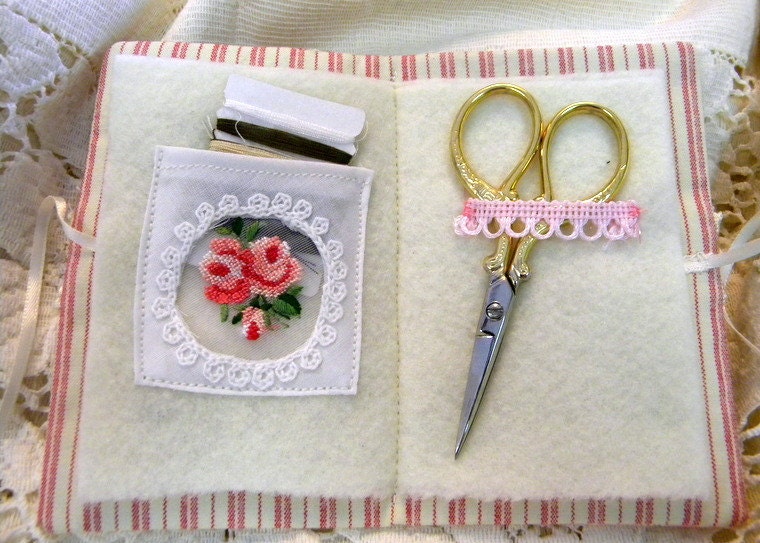 Needlebook of vintage sewing notions OOAK End of Year Sale regularly 24 dollars