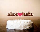 The Classic Wedding Cake Topper in Party Pink - Mahogany Wood