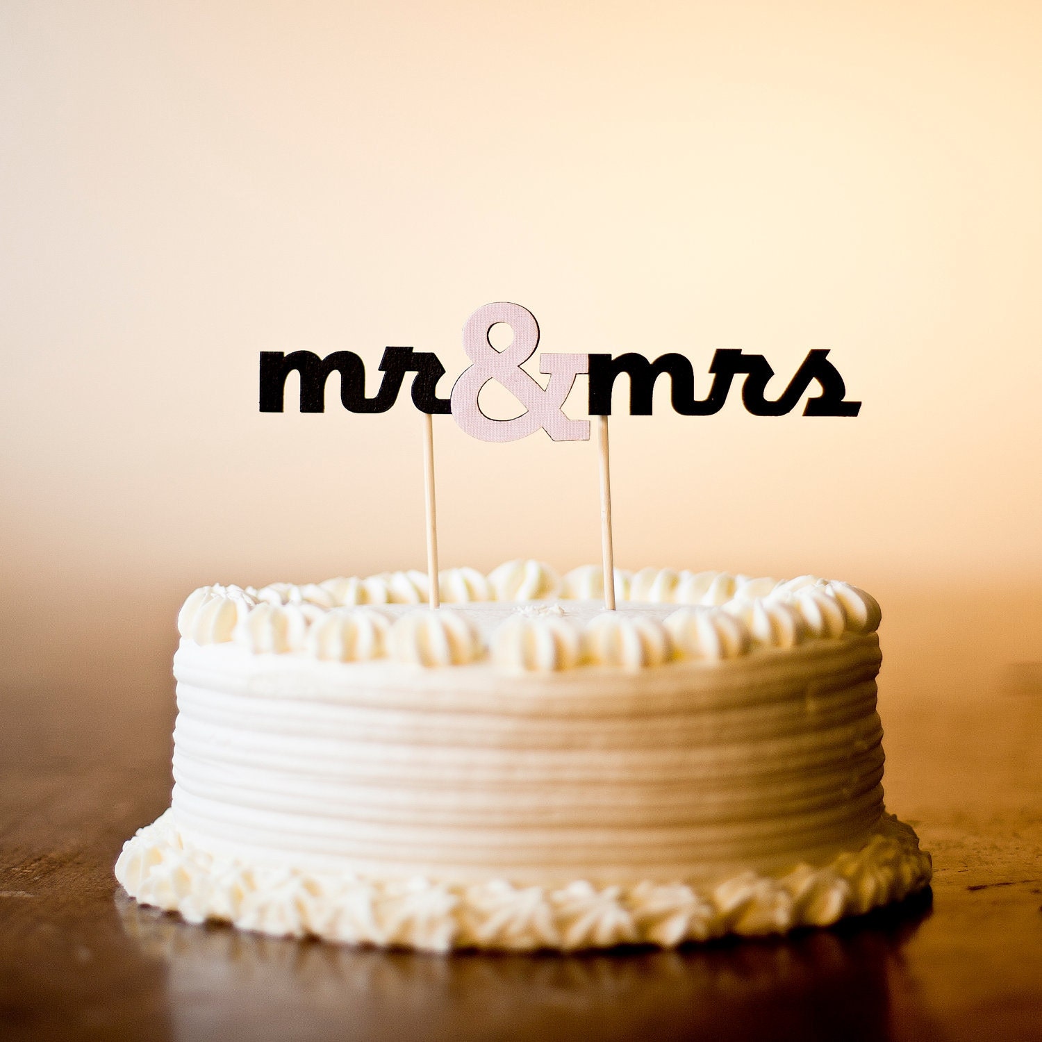 The Classic Wedding Cake Topper - Mr and Mrs - in Black and Light Pink - Large - Ready to ship