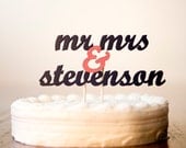 The Whimsical Wedding Cake Topper in Navy and Party Pink - Large