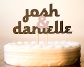 The Classic Wedding Cake Topper in Charcoal Grey and Light Pink - Large