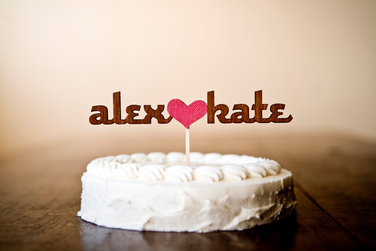 The Classic Wedding Cake Topper in Party Pink - Mahogany Wood