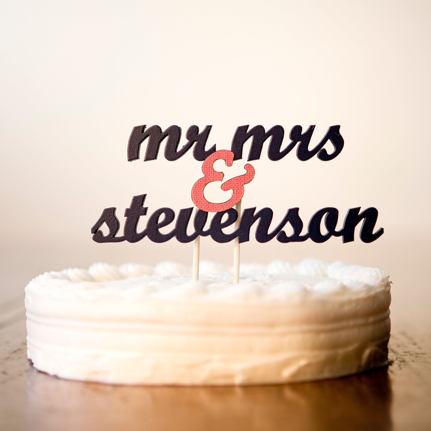 The Whimsical Wedding Cake Topper in Navy and Party Pink - Large