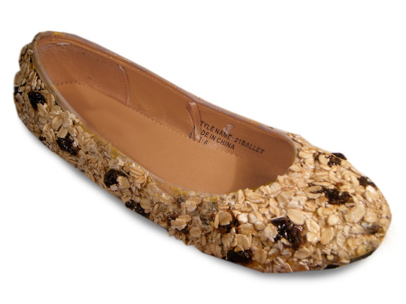 Oatmeal Raisin Ballet Flats Statement Wearable Food Art