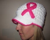 Breast Cancer Awareness brimmed beanie adult size made to order
