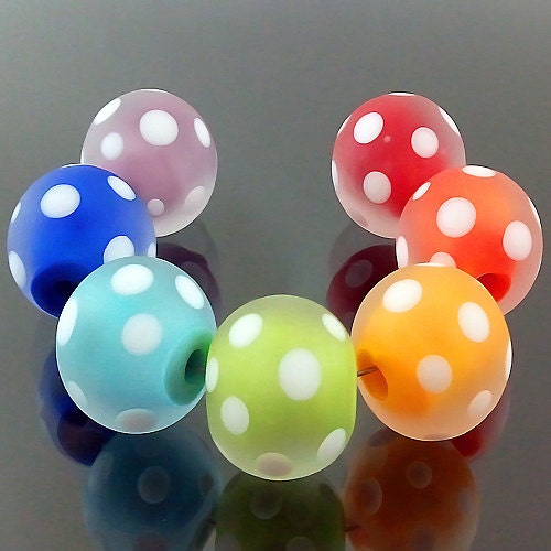 Handmade Lampwork Glass 7 Beads Colorful Set-RAINBOW DOT 2-SRA-make to order-