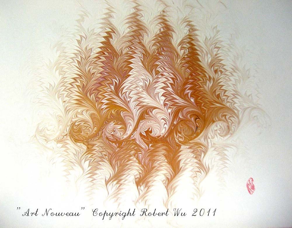 Art Nouveau - Original Marbling Art, Hand Marbled Paper, The Original "Marbled Graphics"TM by Robert Wu