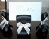 Place Card Holders - One Hundred (100) with Black and White Satin Ribbon - Customize Your Colors
