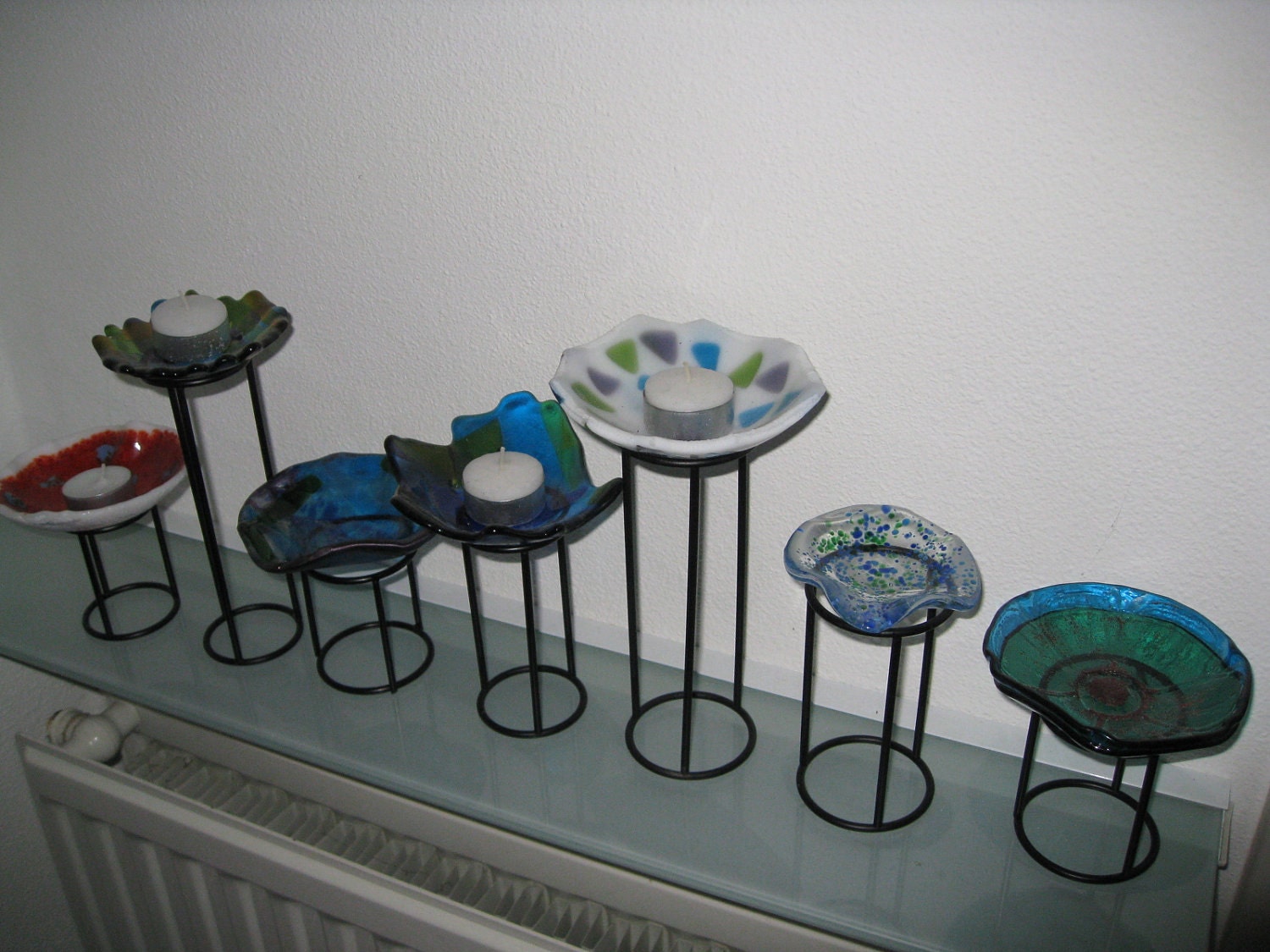lights up, made of fusing glass....installation on differents way