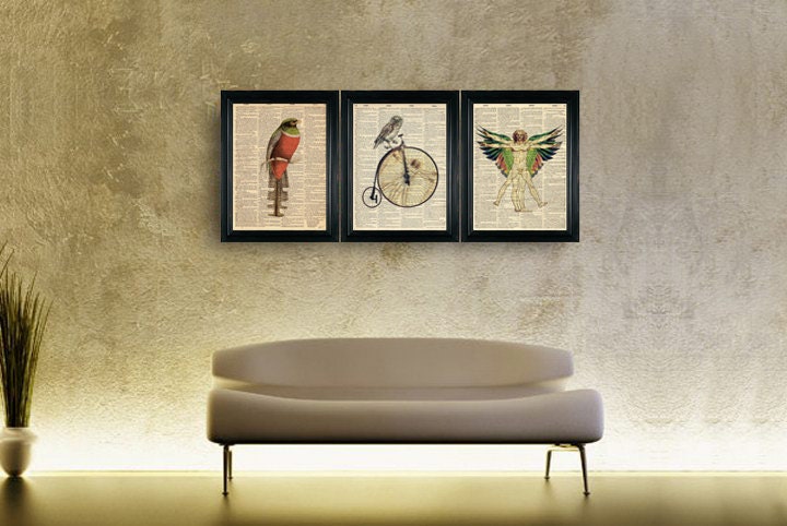 ZEBRA & Colorfull Birds Upcycled Book Dictionary Art Print Art Prints Vintage Book Print Vintage Book Page Recycled Buy 3 get 4th free