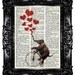 Retro Elephant & HEARTS Dictionary Art Print Vintage Book Print Upcycled Book Art Prints Altered Repurposed Nursery Buy 3 get 4th free