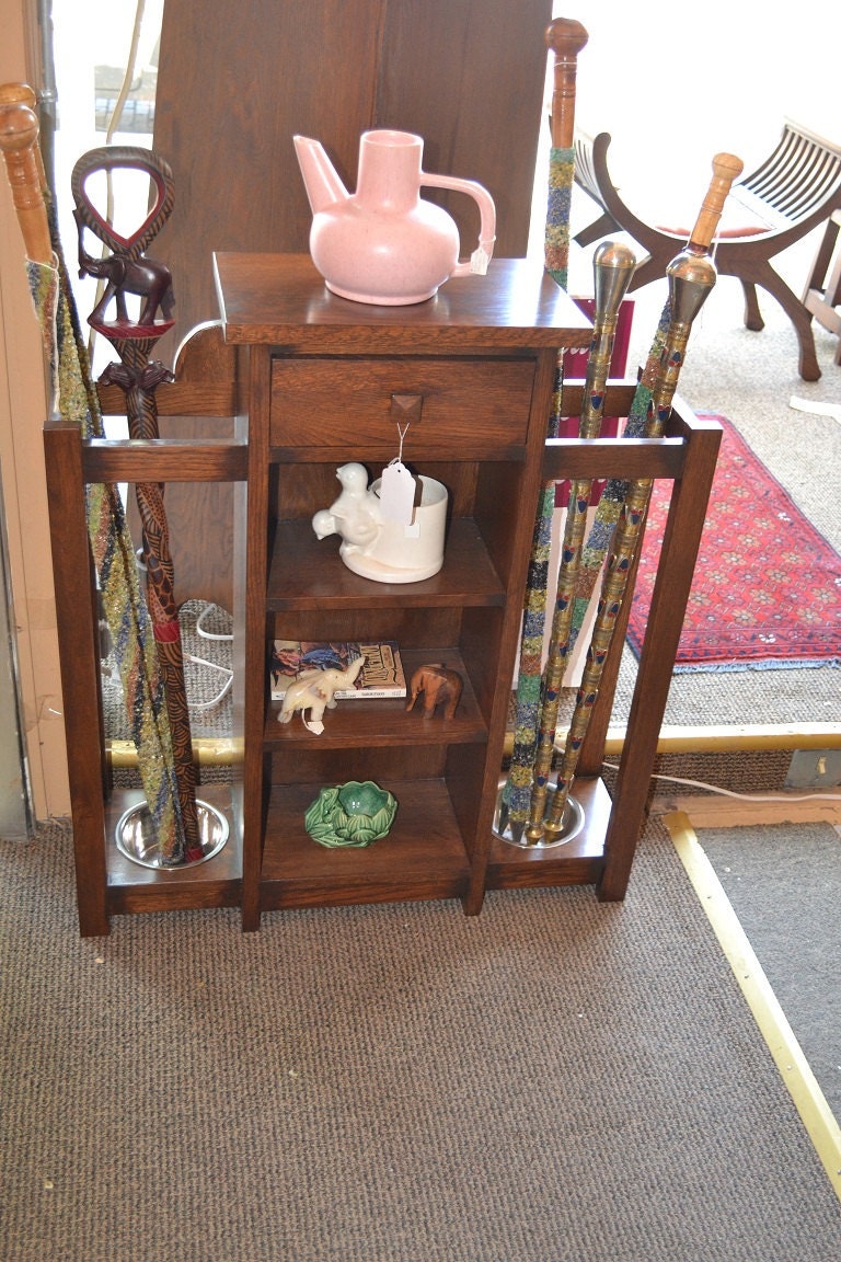 Arts & Crafts Antique Mission Oak Umbrella Stand/ Entry stand