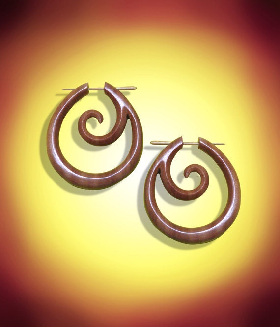 Post Earrings - Oceania Hoops - Tropical Wood