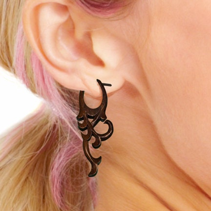 Post Earrings - Hanna Curls - Wood Carving