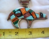 Navajo Sterling Silver bear pendant & bead necklace by Frank Yellowhorse