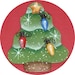 Christmas Tree Pin or Magnet Winter Snowflakes Lights Tole Painting Wood