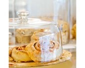 Cinnamon Roll - fine art photo print sweet bun dessert hostess gift kitchen wall decor pastry yellow mustard shabby romantic cake stand