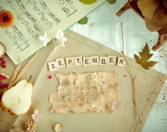 September - fine art photography print autumn fall september botanical nature scrabble interior decor