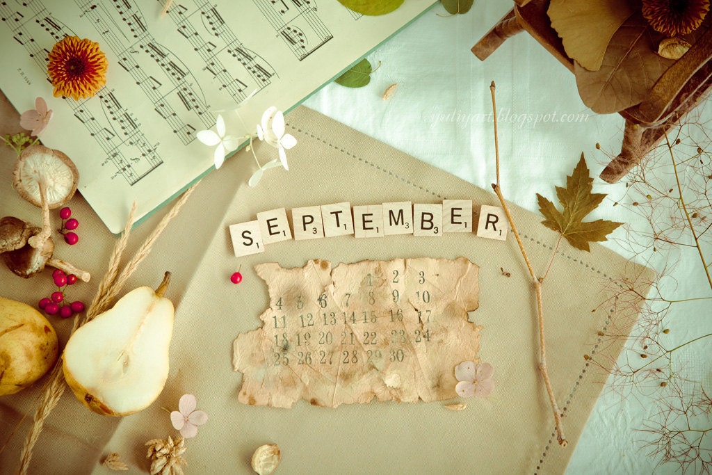 September - fine art photography print autumn fall september botanical nature scrabble interior decor