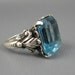 Vintage Rare Guglielmo Cini Sterling Blue Art Glass Ring Signed Size 7.5