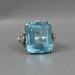 Vintage Rare Guglielmo Cini Sterling Blue Art Glass Ring Signed Size 7.5