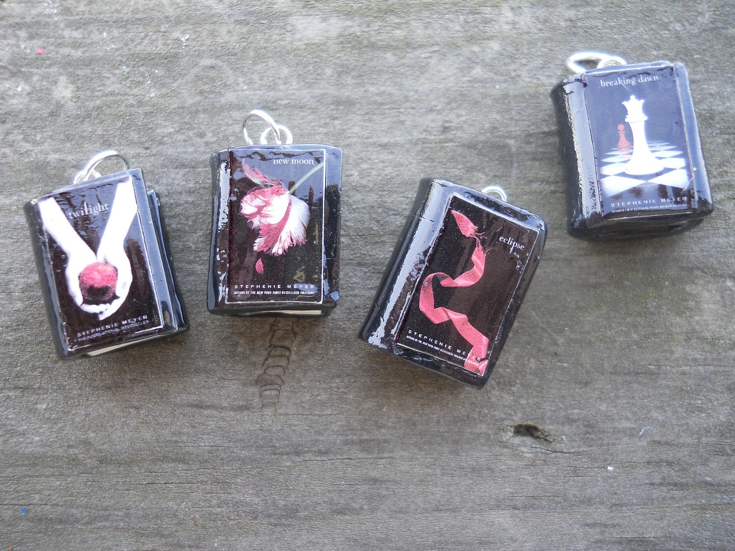 Set Of 4 Twilight Book Series Polymer Clay Pendants