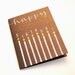 Happy Birthday Greeting Card with Handwritten Calligraphy and Block Lettering . Birthday Candles . White Ink on Chocolate Shimmer