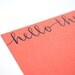 Modern Stationery Set . Hello There . Handwritten Calligraphy . Navy Ink on Peachy Orange . Set of 5 Flat Notecards