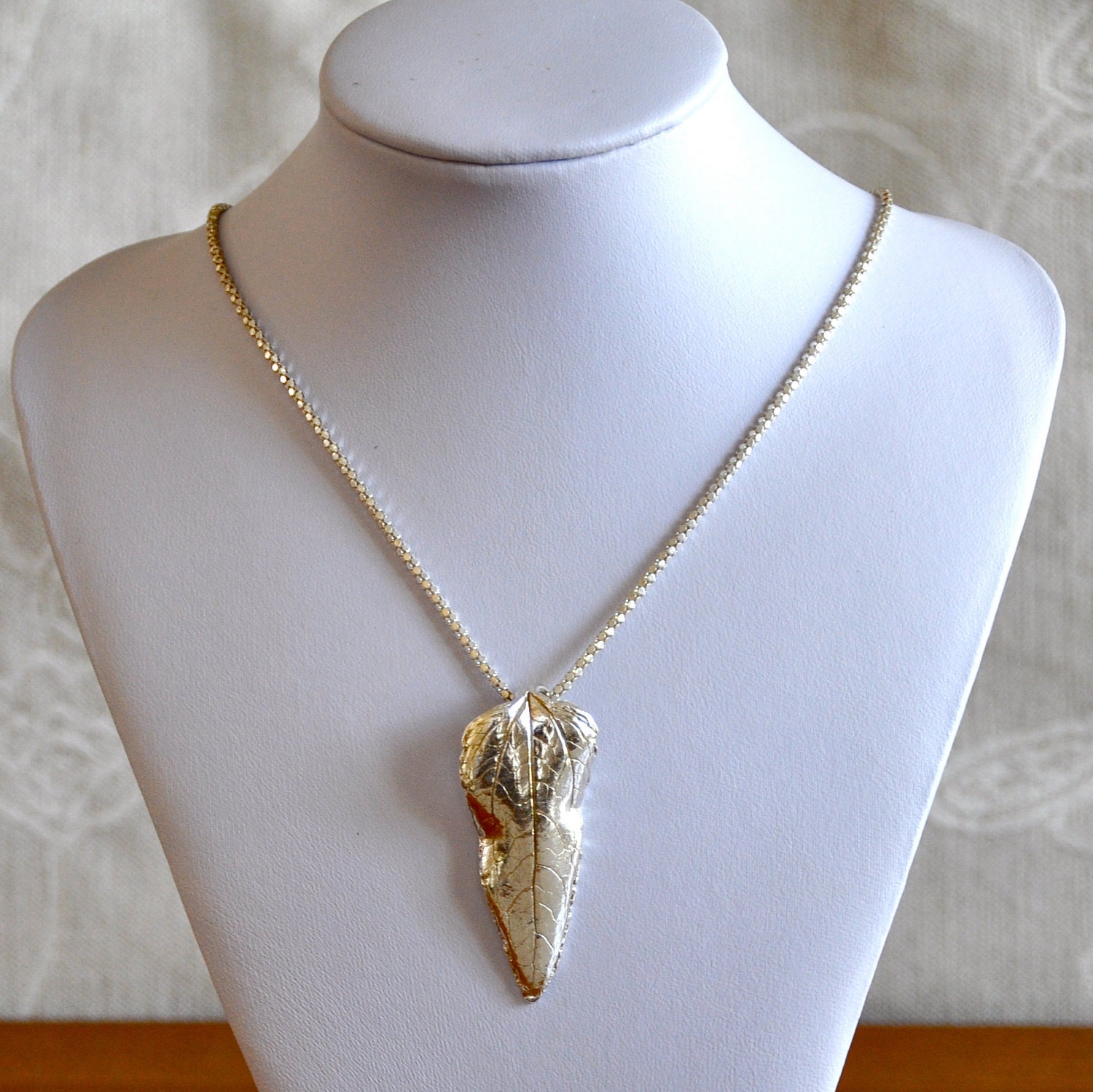 Fine Silver Leaf Necklace