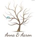 SALE - Fingerprint Wedding Tree with Love Birds - 100 Signature Print