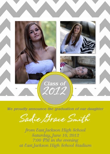 Chevron Graduation Announcement CHOOSE YOUR COLORS Il_170x135