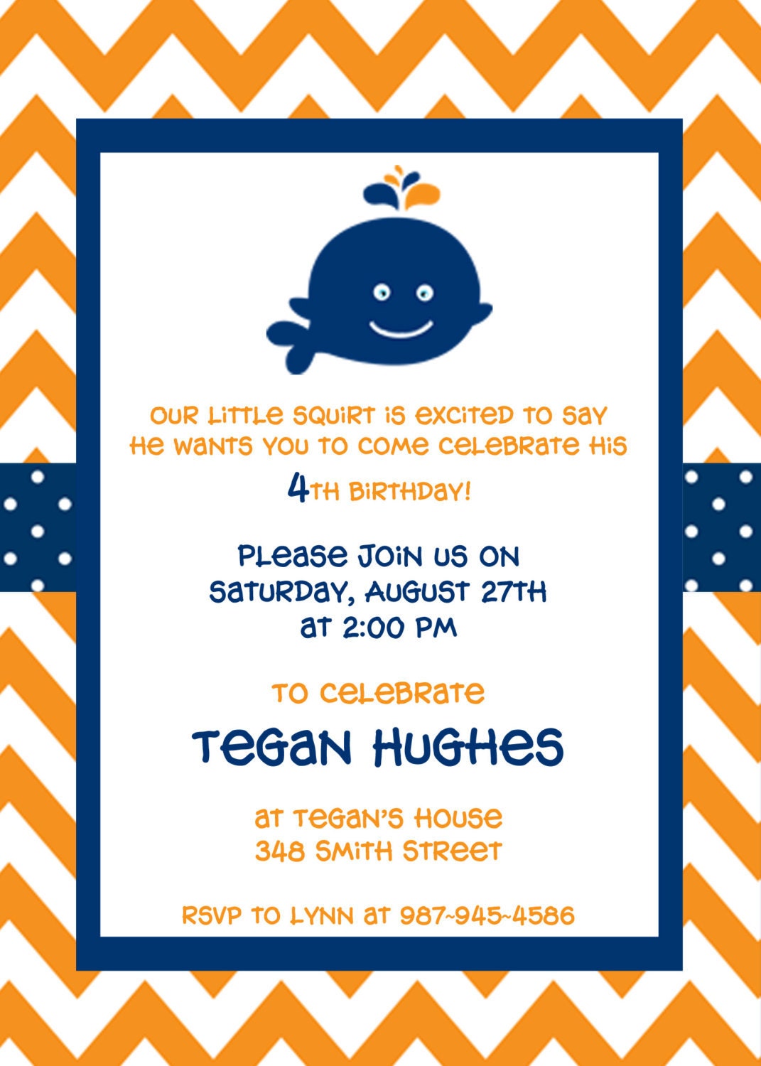 Whale Birthday Party Invitation Il_570xn