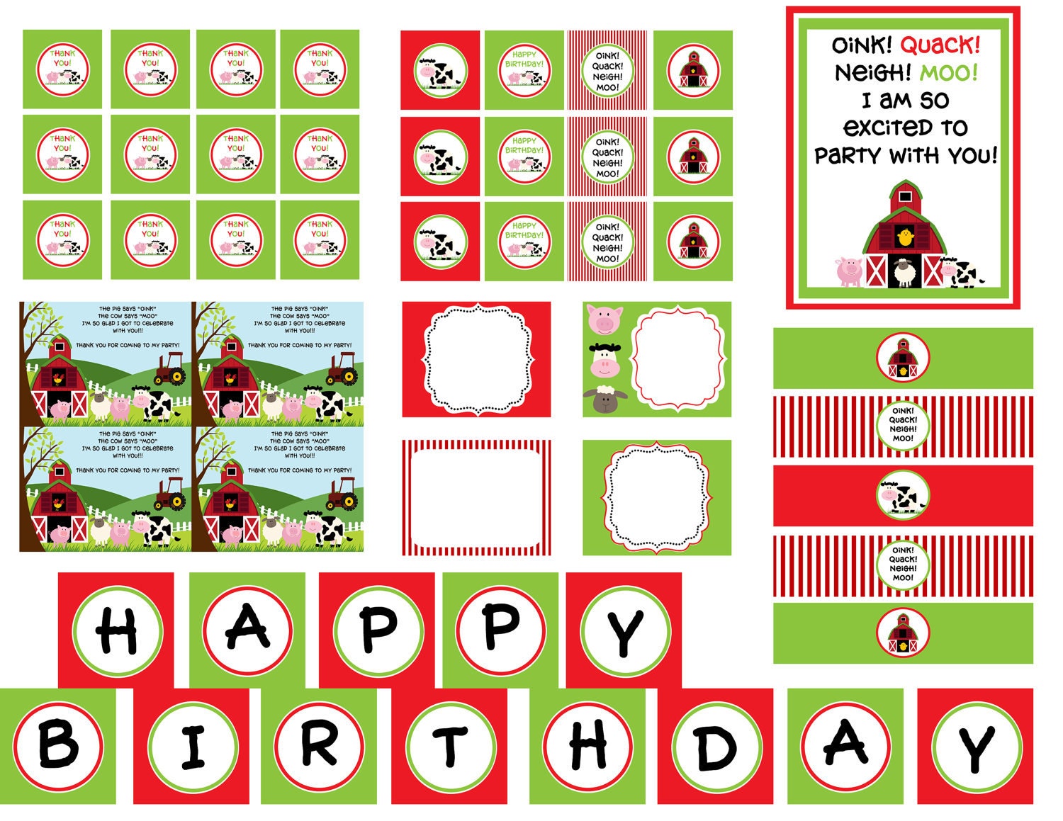 INSTANT DOWNLOAD Barnyard Birthday Bash Printable Party Package. DIY Farm Themed Party Package. Il_570xn