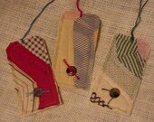 Vintage Patchwork Tags Prim Feedsack Tags Shabby Cutter Quilt Gift Hang Tags Tie Ons All Occasion Everyday itsyourcountry